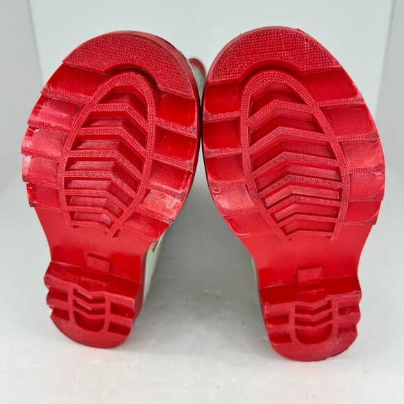 Womens Green Waterproof Garden Strap Floral Mid Calf Slip On Size 6 Rain Boots - Picture 8 of 9